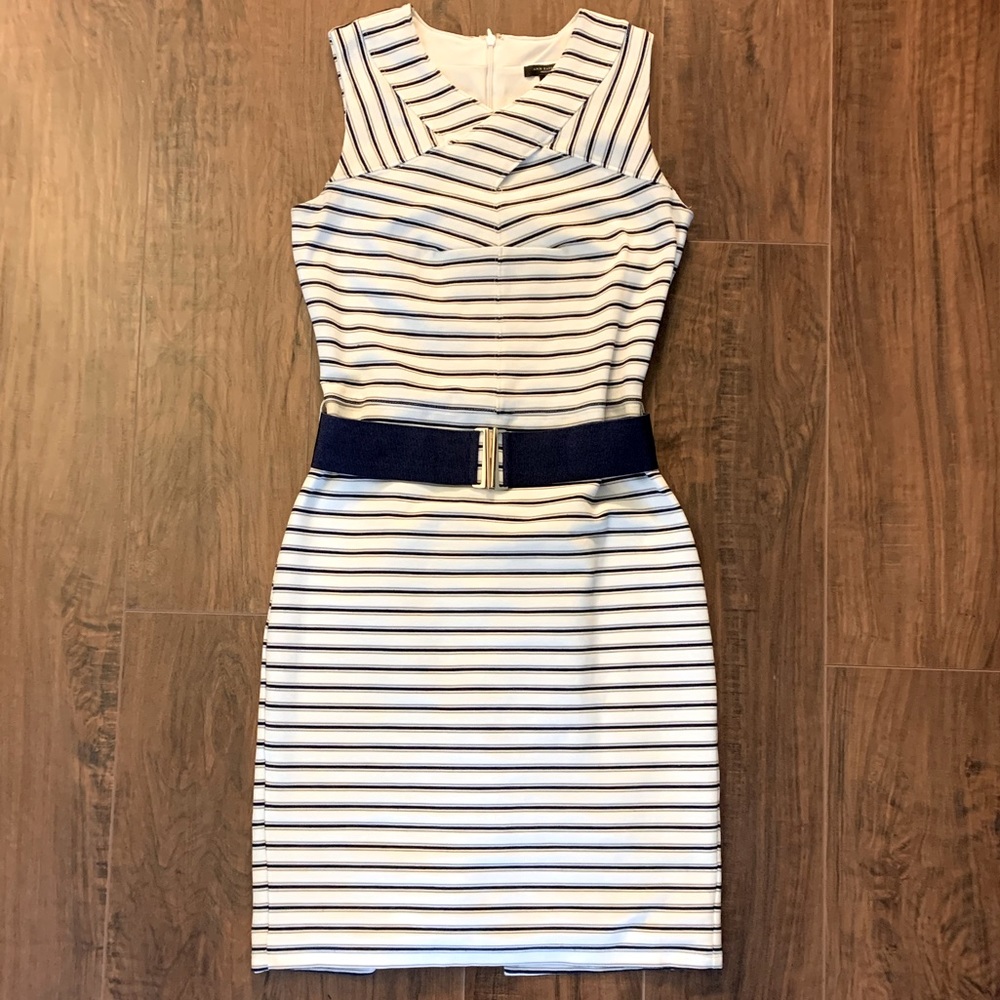 Ann Taylor Charter Stripe Knit Dress with Belt